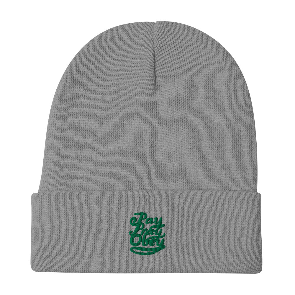 Pay Pray Obey: Embroidered Beanie