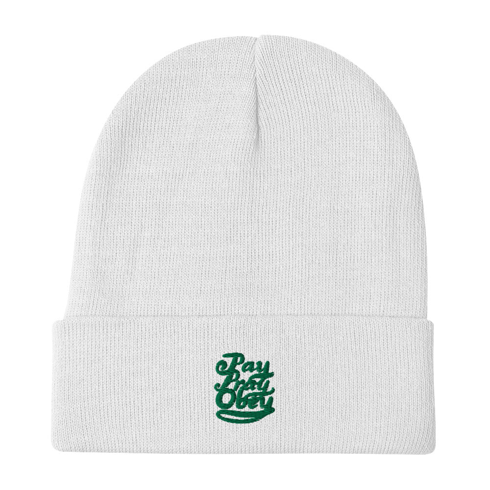 Pay Pray Obey: Embroidered Beanie
