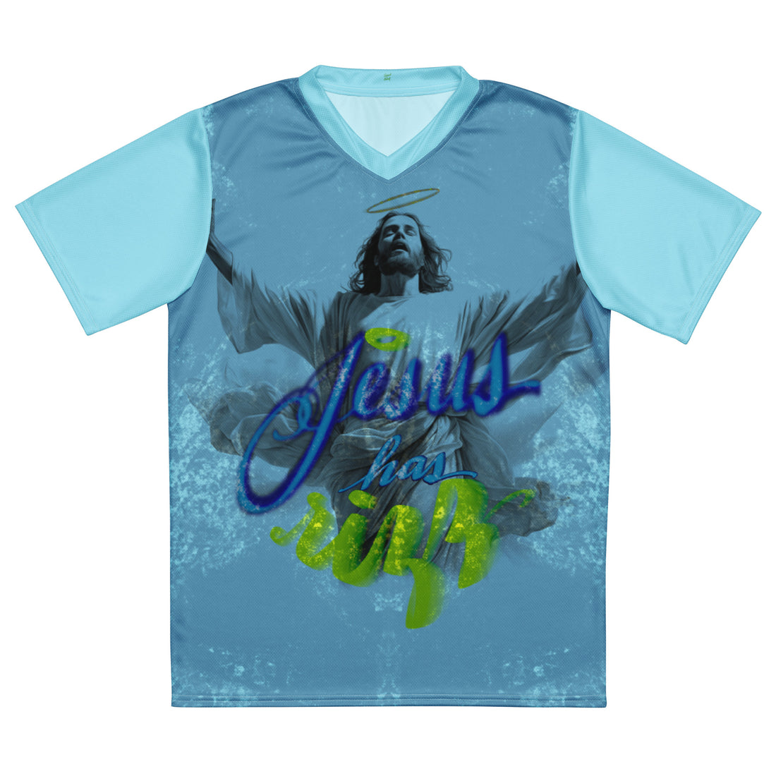 JESUS HAS RIZZ Recycled unisex sports jersey