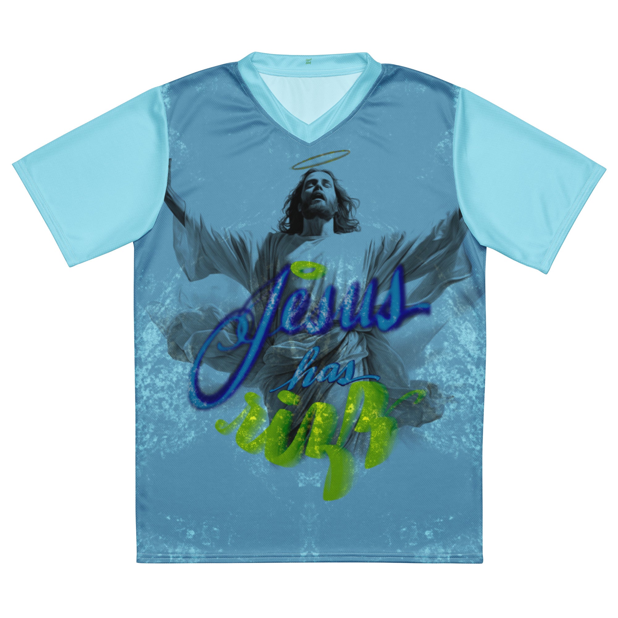 JESUS HAS RIZZ Recycled unisex sports jersey