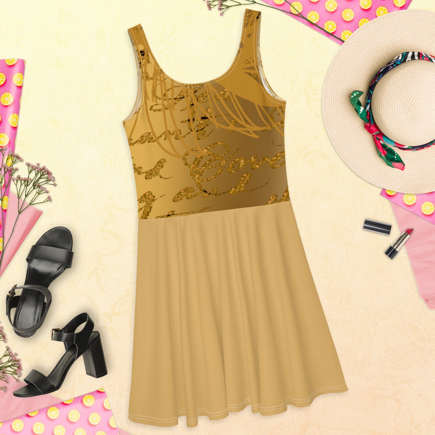 Golden Fashion Plate 1: Skater Dress