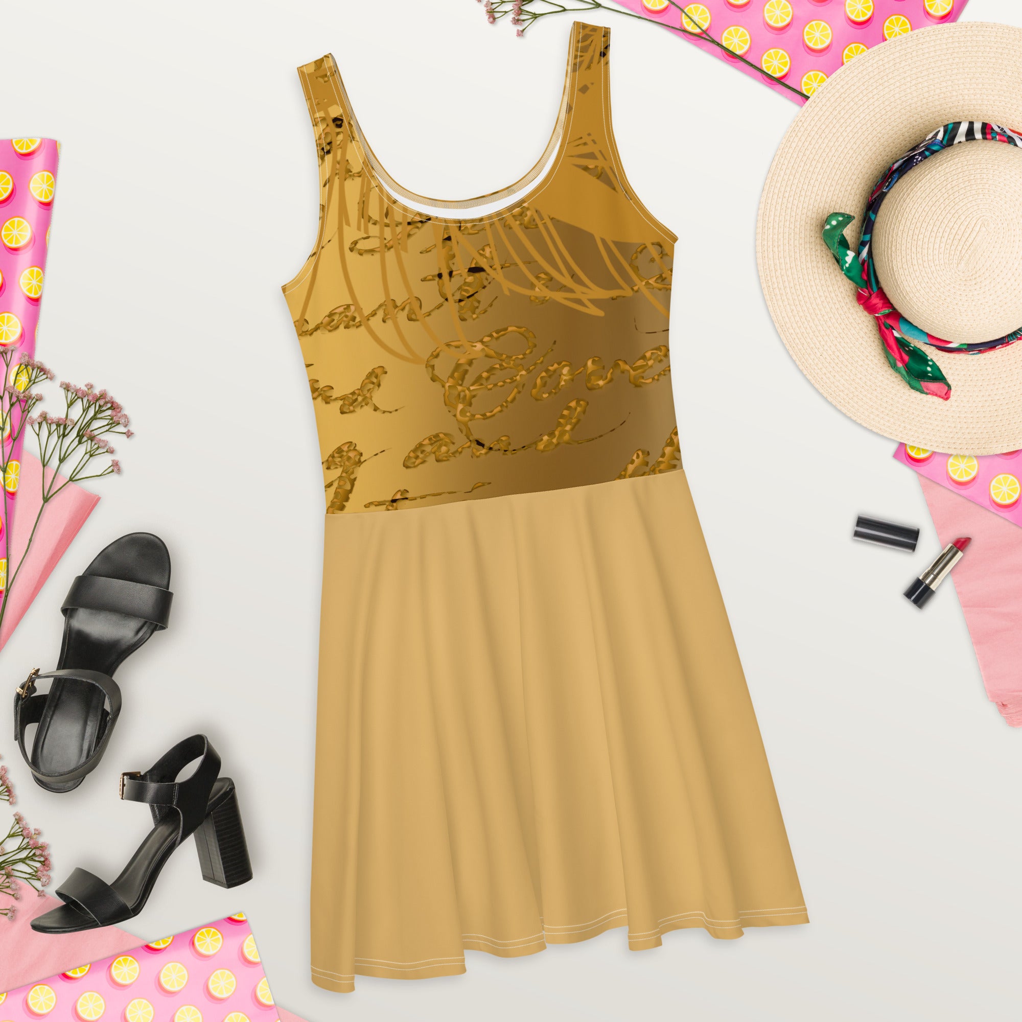 Golden Fashion Plate 1: Skater Dress