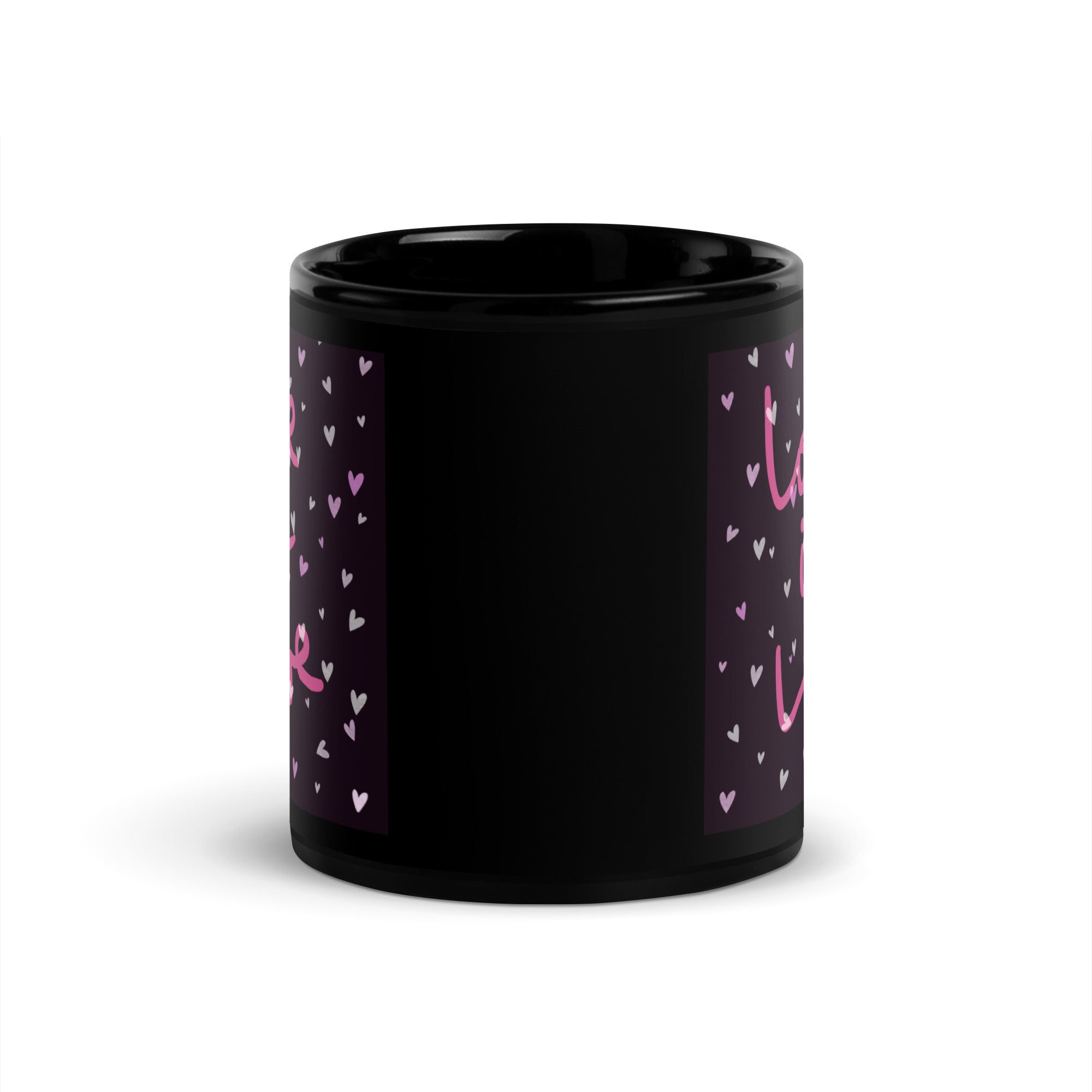 LOVE &amp; HEARTS Black Glossy Mug