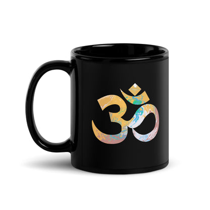 AUM NAMASTE Black Glossy Mug