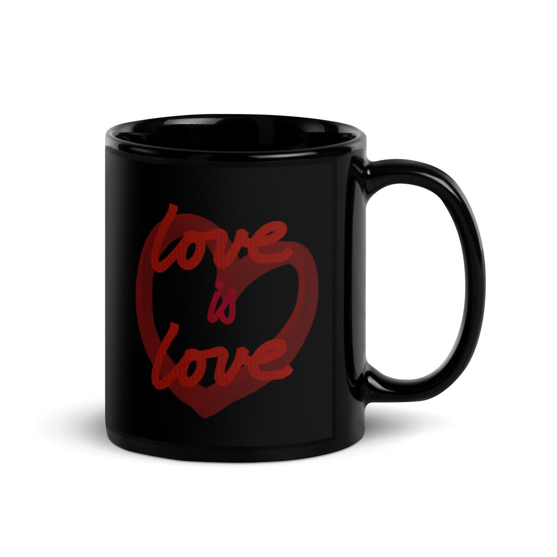 LOVE IS LOVE red heart Black Glossy Mug