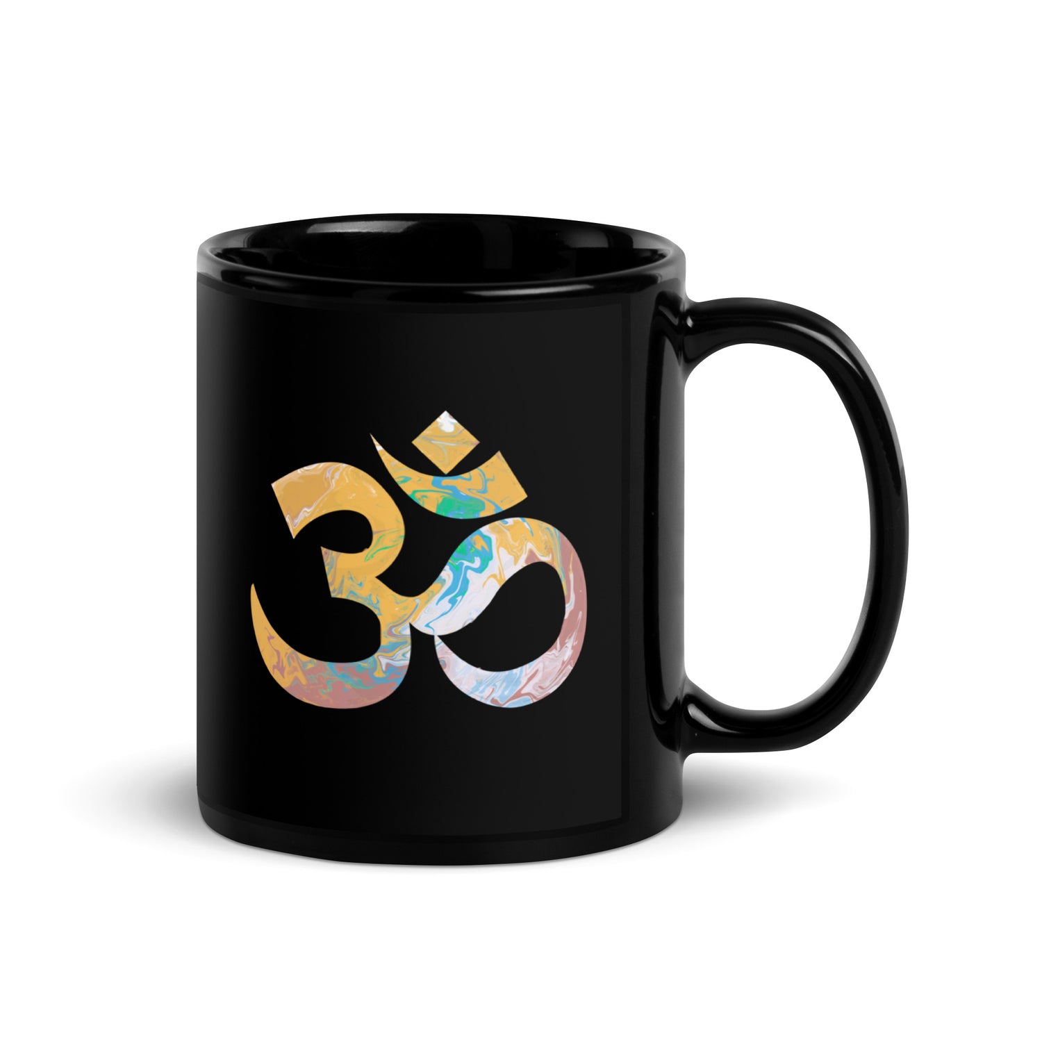 AUM NAMASTE Black Glossy Mug