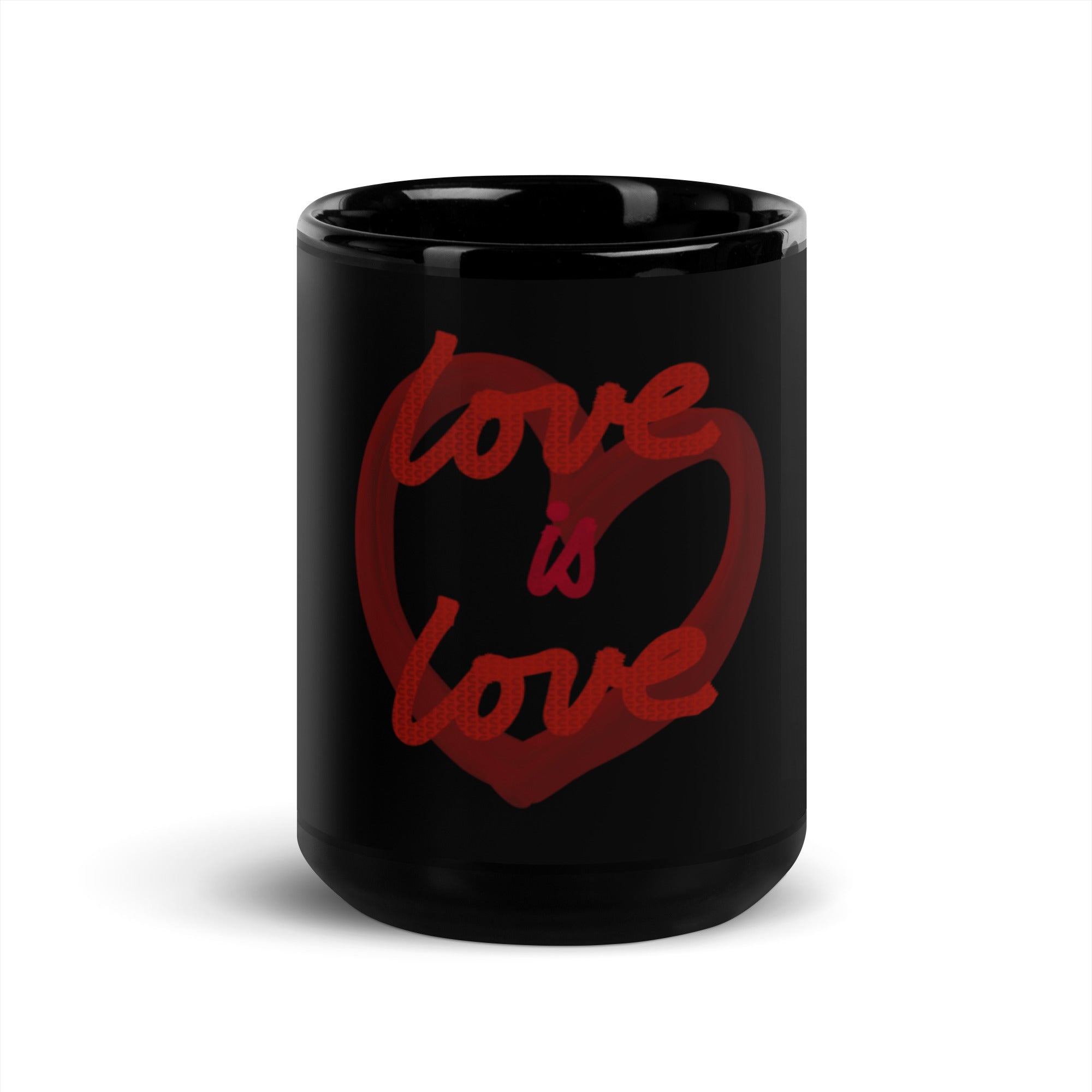 LOVE IS LOVE red heart Black Glossy Mug