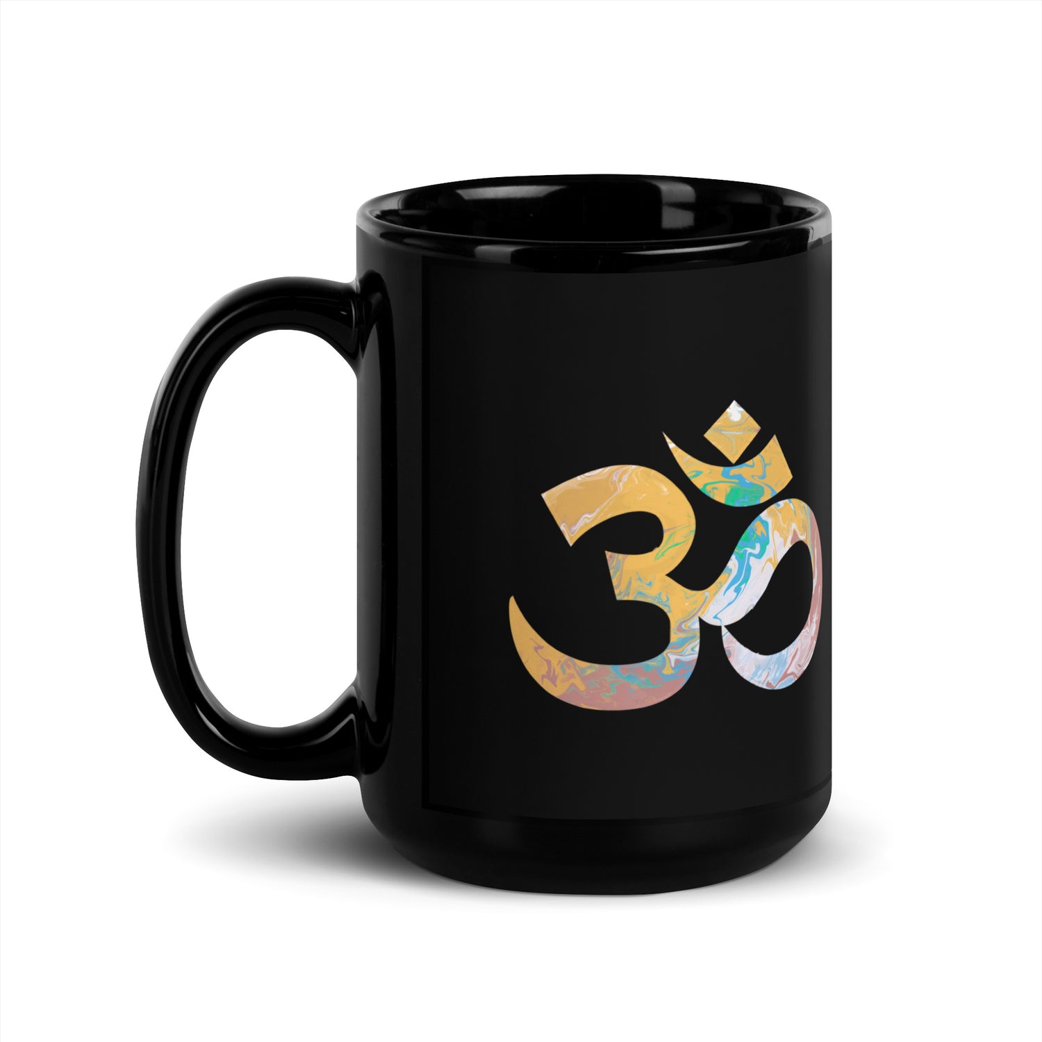 AUM NAMASTE Black Glossy Mug