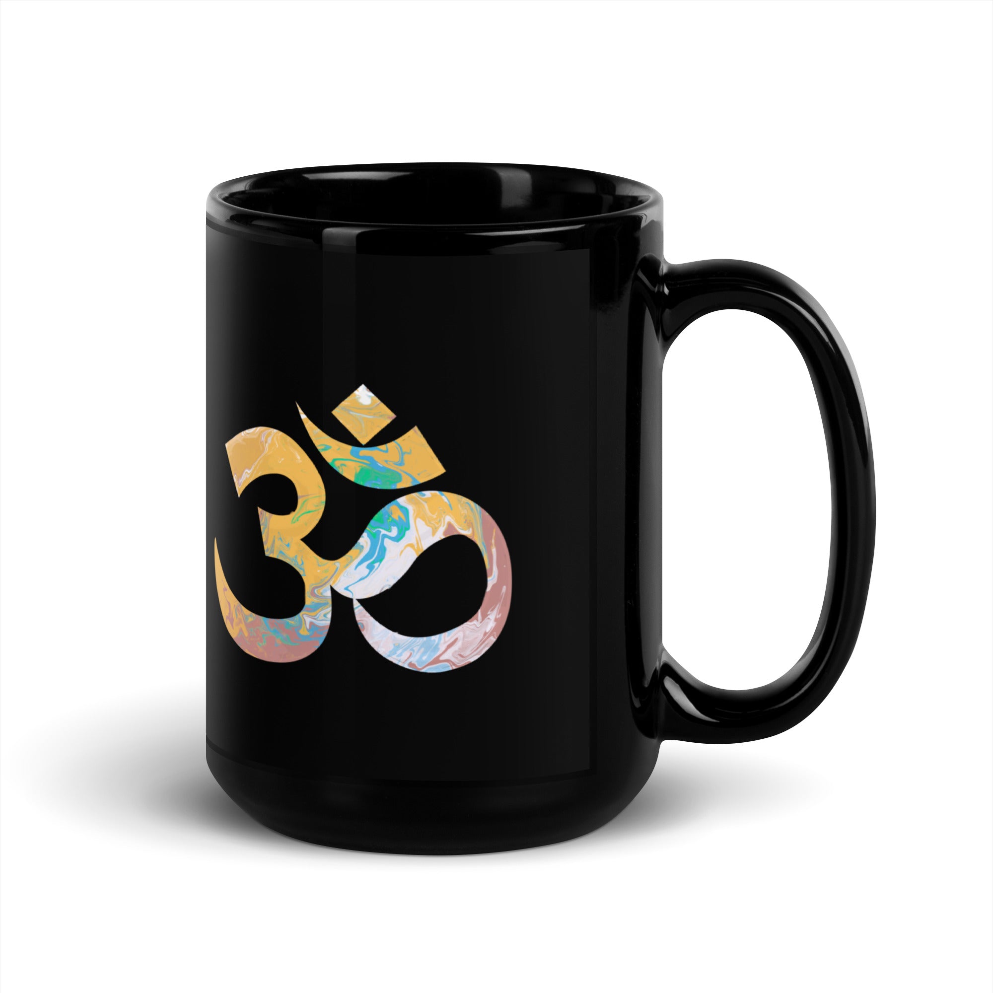 AUM NAMASTE Black Glossy Mug