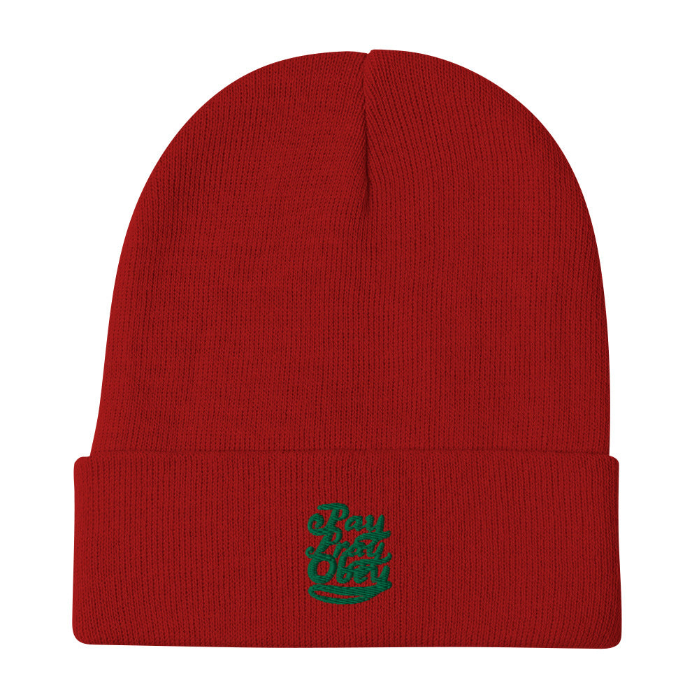 Pay Pray Obey:  Embroidered Beanie