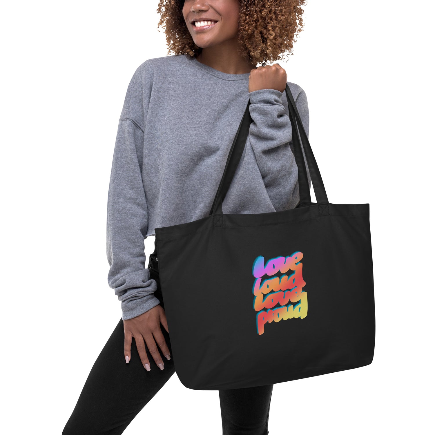 LOVE LOUD LOVE PROUD Large organic tote bag