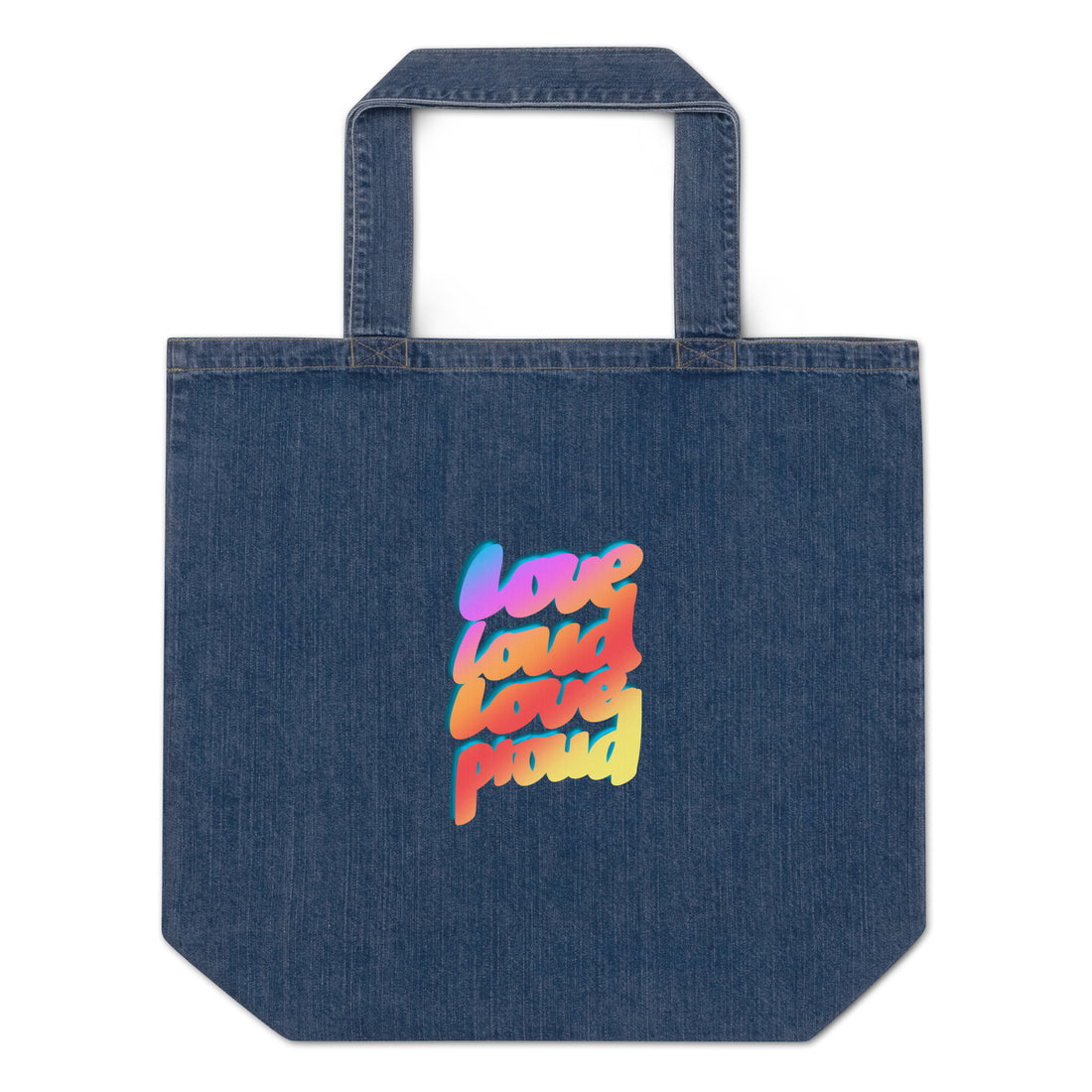 LOVE LOUD LOVE PROUD Organic denim tote bag