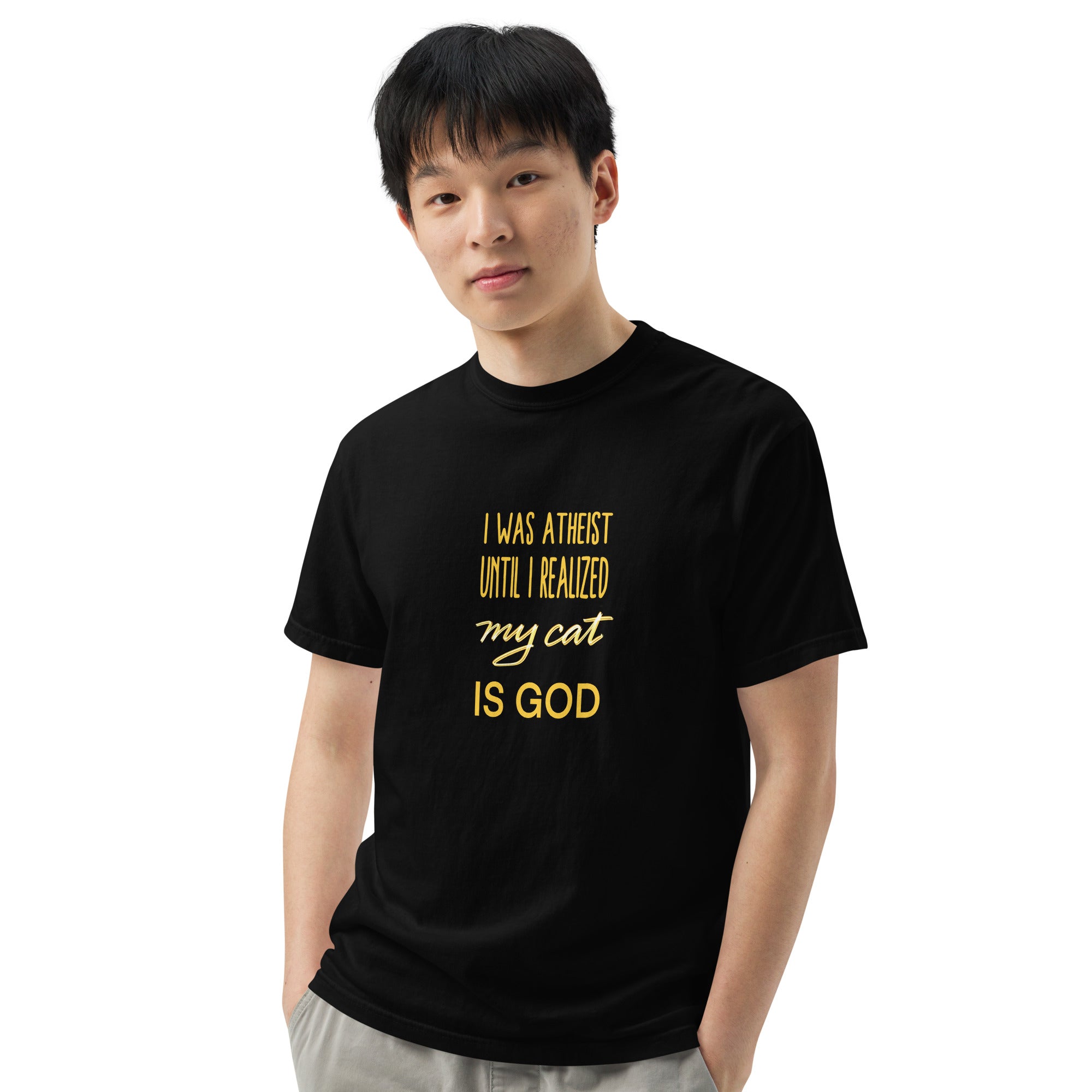 MY CAT IS GOD Unisex garment-dyed heavyweight t-shirt