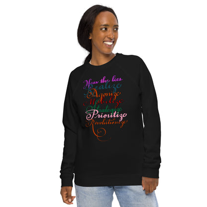 Revolutionize: Unisex organic raglan sweatshirt