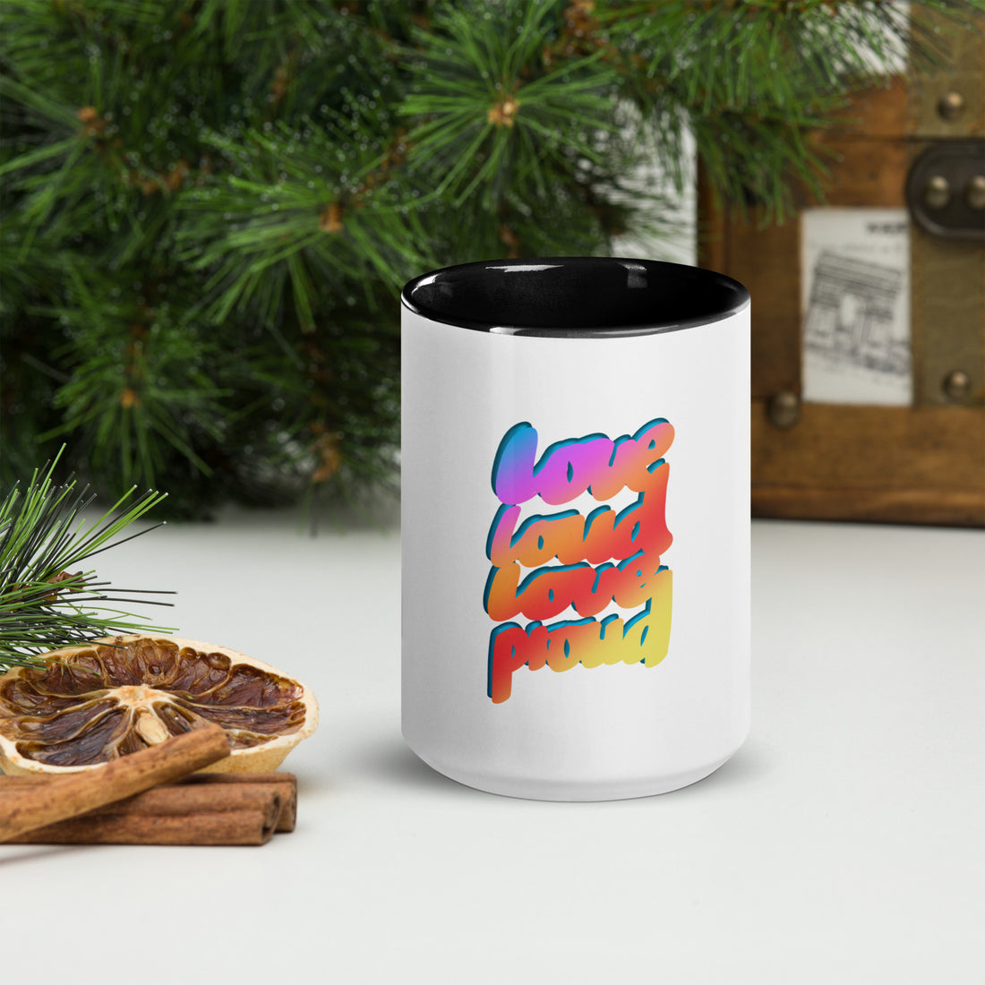 LOVE LOUD LOVE PROUD Mug with Color Inside